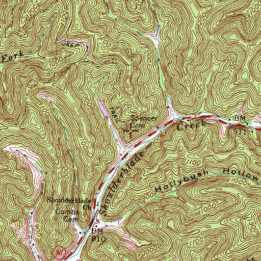 Topographic Map of Spencer Cemetery, KY