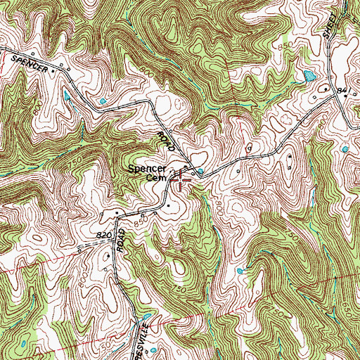 Topographic Map of Spencer Cemetery, KY