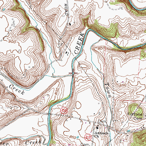 Topographic Map of Spencer Creek, KY