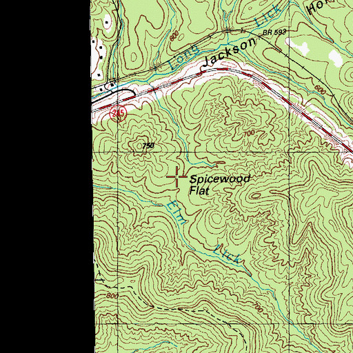 Topographic Map of Spicewood Flat, KY