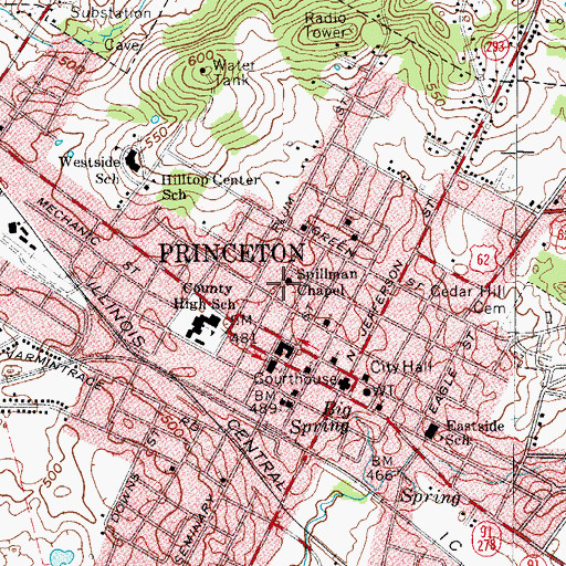 Topographic Map of Spillman Chapel, KY