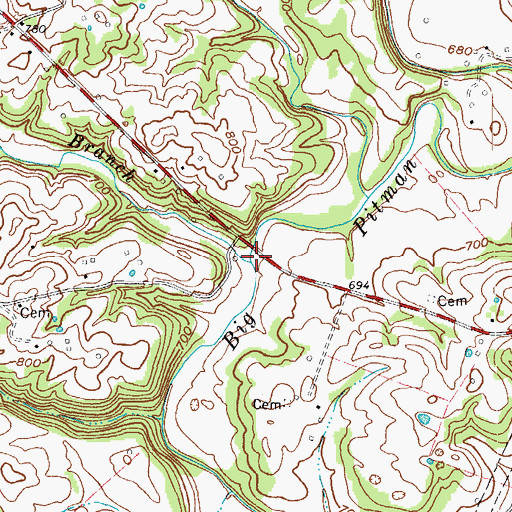 Topographic Map of Splatter Branch, KY
