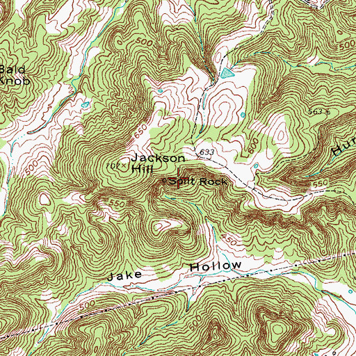 Topographic Map of Split Rock, KY
