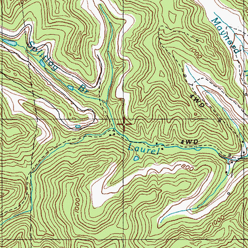 Topographic Map of Splitlog Branch, KY