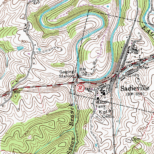 Topographic Map of Spoon Branch, KY