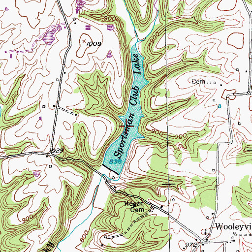 Topographic Map of Sportsman Club Lake, KY