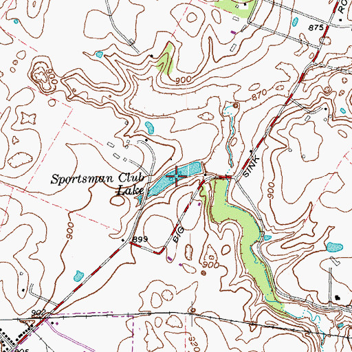 Topographic Map of Sportsman Club Lake, KY