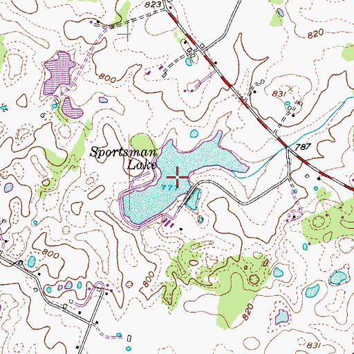 Topographic Map of Sportsman Lake, KY
