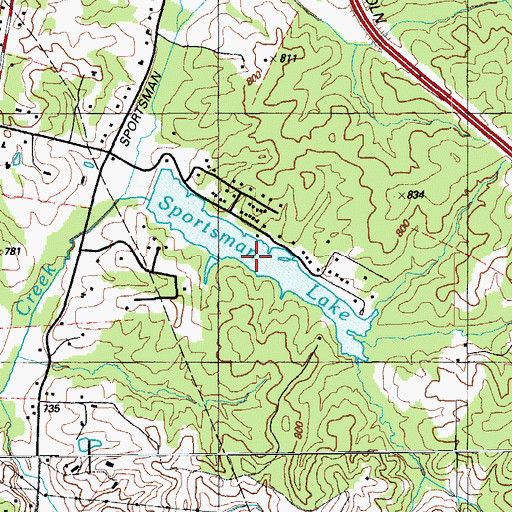 Topographic Map of Sportsman Lake, KY