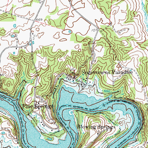 Topographic Map of Sportsmens Paradise, KY