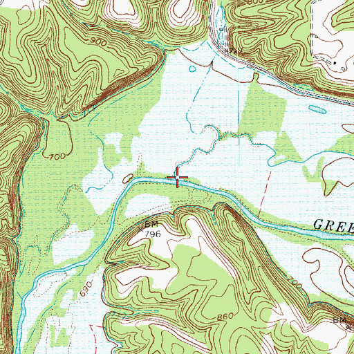 Topographic Map of Spout Springs Branch, KY
