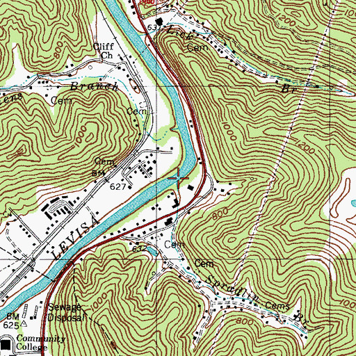 Topographic Map of Spradlin Branch, KY