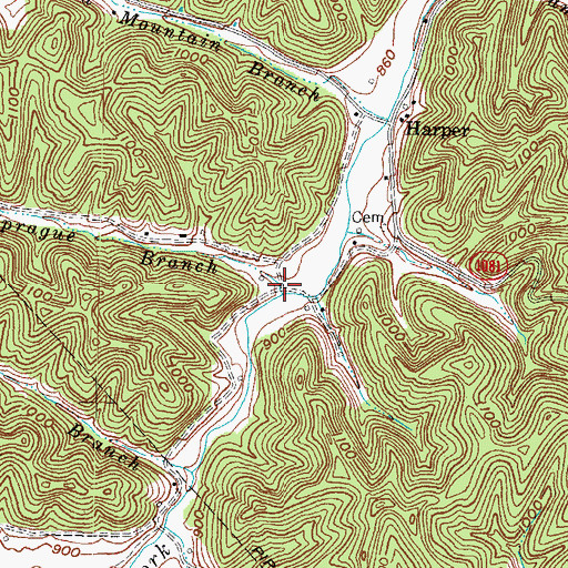 Topographic Map of Sprague Branch, KY