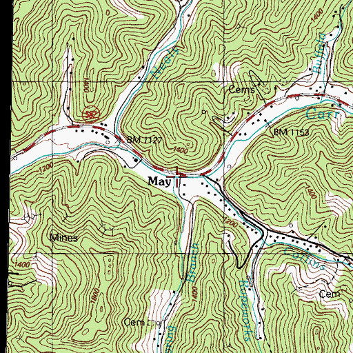 Topographic Map of Spring Branch, KY