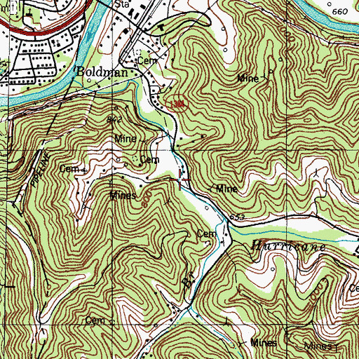Topographic Map of Spring Branch, KY
