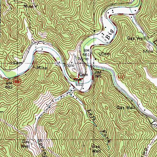 Topographic Map of Spring Branch, KY