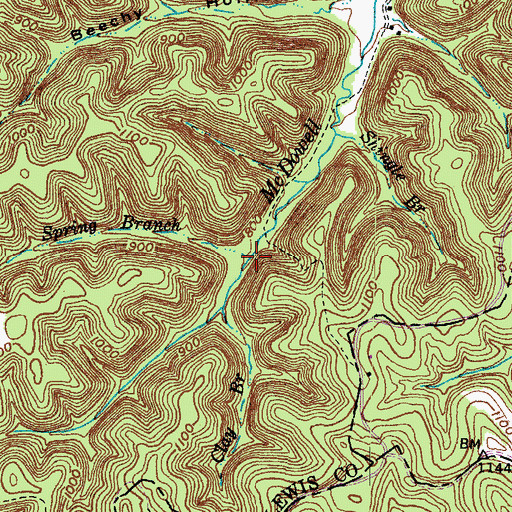 Topographic Map of Spring Branch, KY