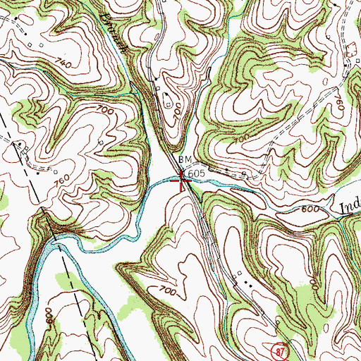Topographic Map of Spring Creek, KY
