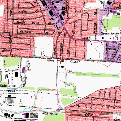 Topographic Map of Blue Spring Ditch, KY