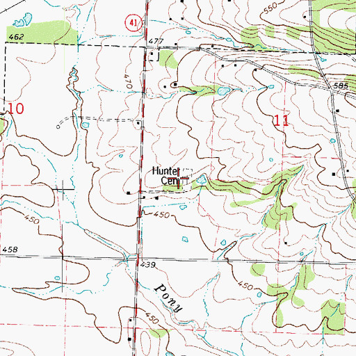 Topographic Map of Hunter Cemetery, AR