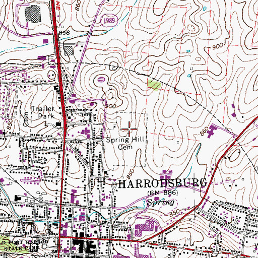 Topographic Map of Spring Hill Cemetery, KY