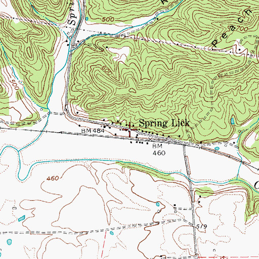 Topographic Map of Spring Lick, KY