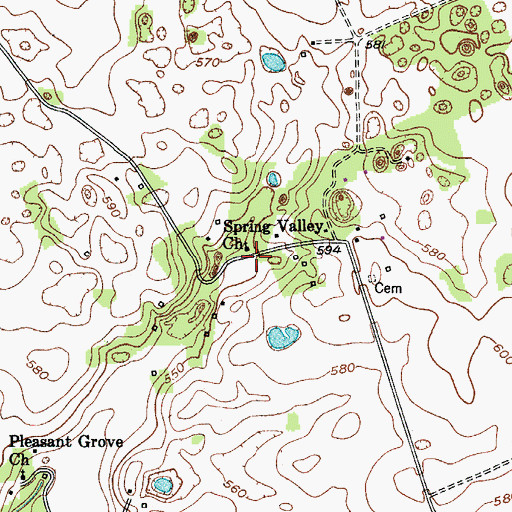 Topographic Map of Spring Valley Church, KY