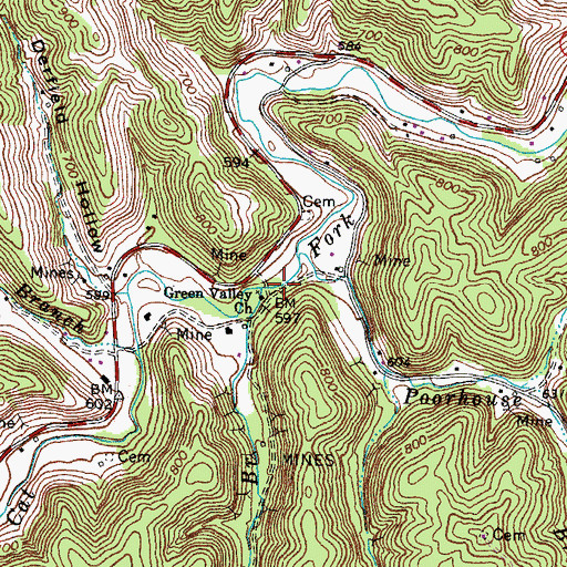 Topographic Map of Sprinkle Branch, KY