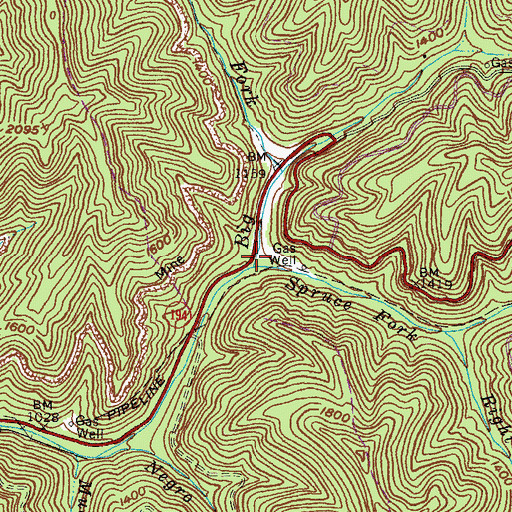 Topographic Map of Spruce Fork, KY