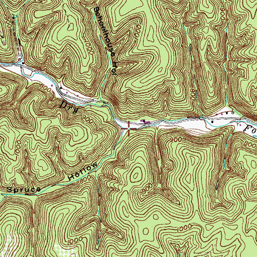Topographic Map of Spruce Hollow, KY