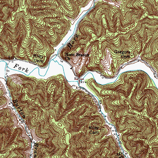 Topographic Map of Spruce Pine Branch, KY
