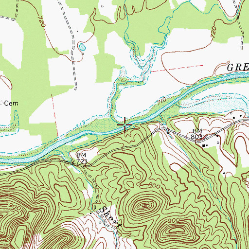 Topographic Map of Spruce Pine Creek, KY