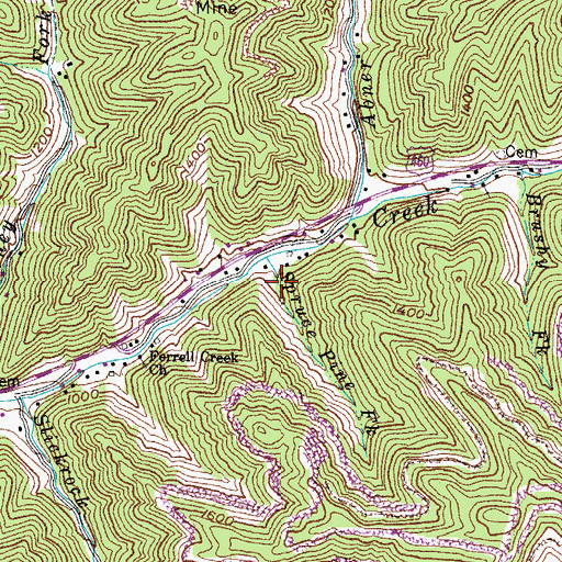 Topographic Map of Spruce Pine Fork, KY