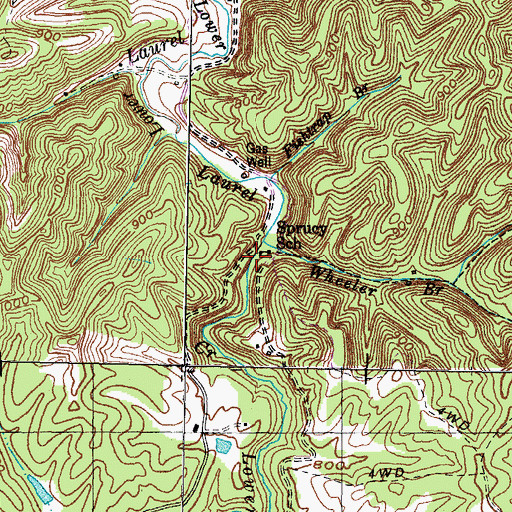 Topographic Map of Sprucy School, KY
