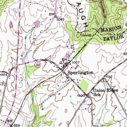 Topographic Map of Spurlington, KY