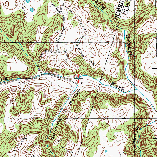 Topographic Map of Spurlins Hollow, KY