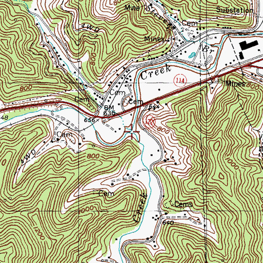 Topographic Map of Spurlock Creek, KY