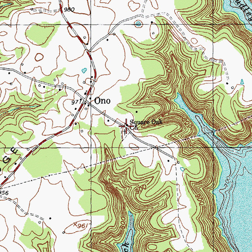 Topographic Map of Square Oak Church, KY