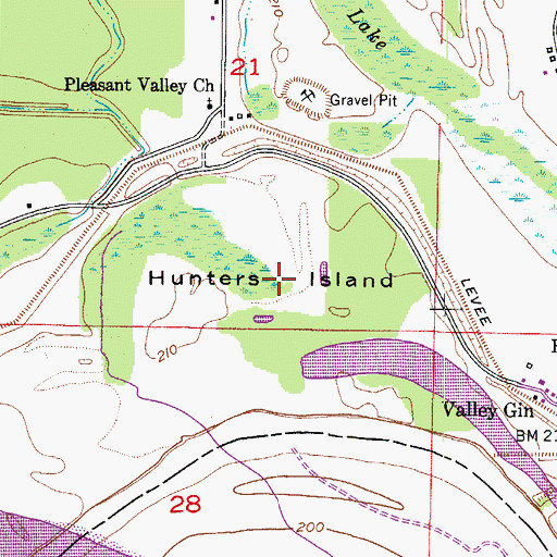 Topographic Map of Hunters Island, AR