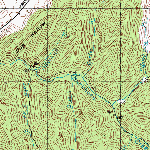 Topographic Map of Squire Branch, KY