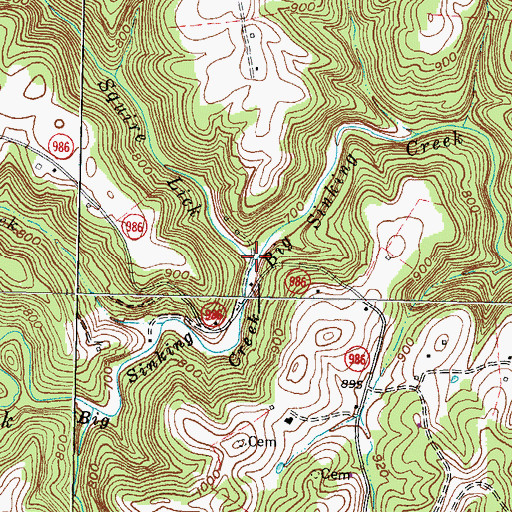 Topographic Map of Squire Lick, KY