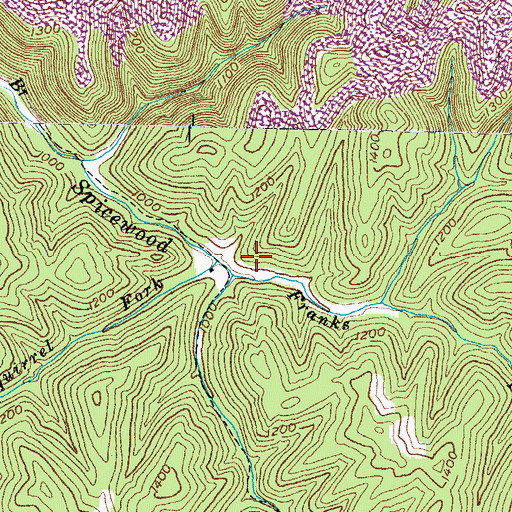 Topographic Map of Squirrel Fork, KY