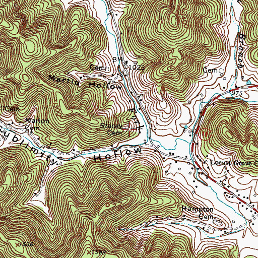 Topographic Map of Stacey Cemetery, KY