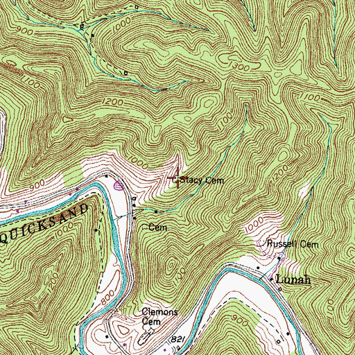 Topographic Map of Stacy Cemetery, KY