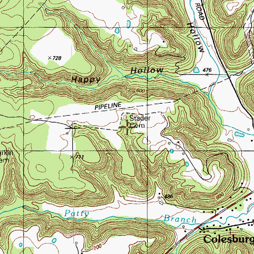 Topographic Map of Stader Cemetery, KY