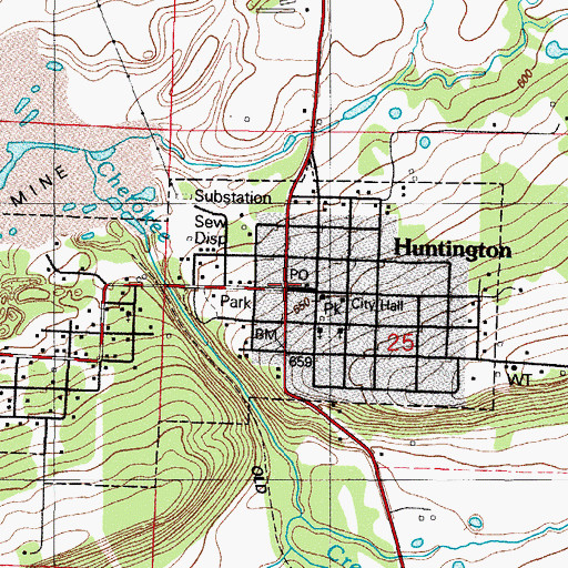 Topographic Map of Huntington, AR