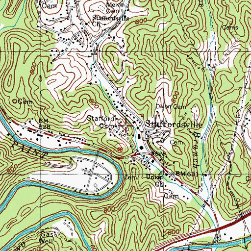 Topographic Map of Stafford Cemetery, KY