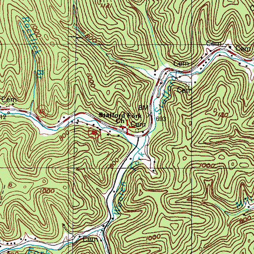 Topographic Map of Stafford Fork Church, KY