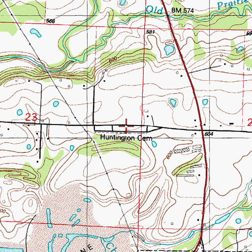 Topographic Map of Huntington Cemetery, AR
