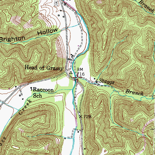 Topographic Map of Staggs Branch, KY